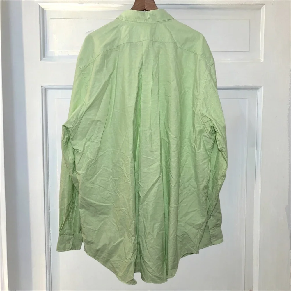 Ralph Lauren Oxford Stretch Mens 3XLT Big & Tall Button Light Green Down Shirt